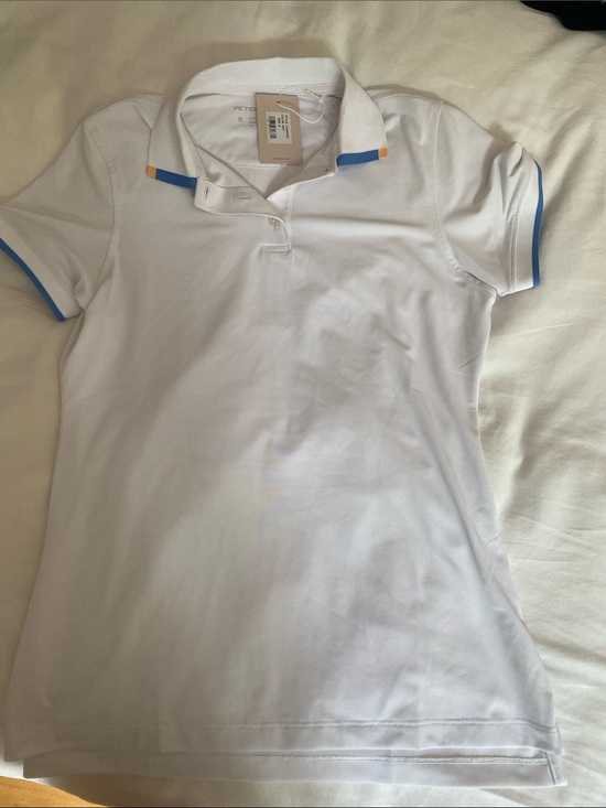 Peter Millar Tops - Peter Millar White Polo with Blue and Yellow Trim